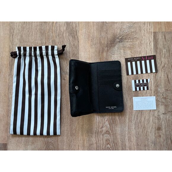 NWOT Henri Bendel Silver and Black Wallet with Dust Bag - Picture 1 of 7